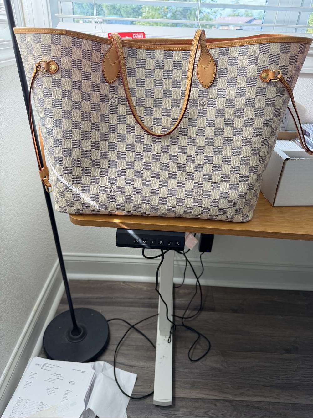 Louis Vuitton Damier Azur Canvas Tote in Ivory and Tan